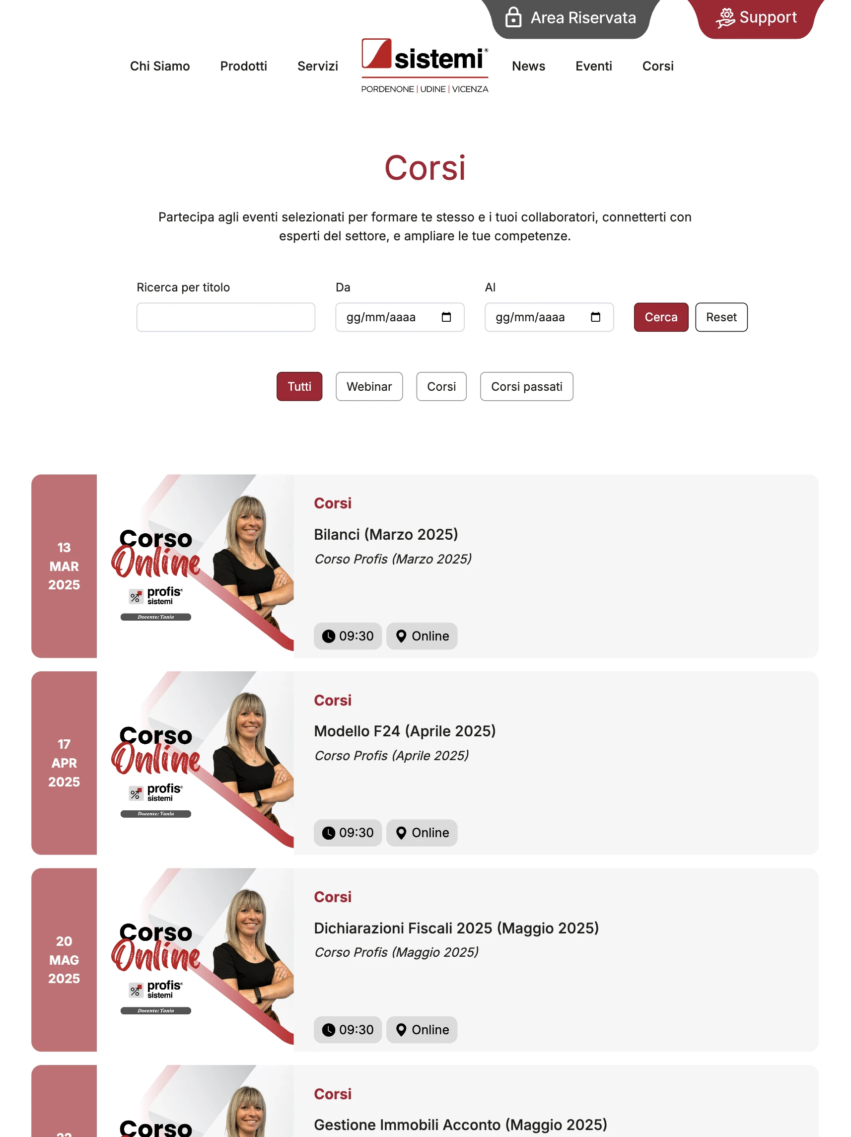 Sito web pwe erogare corsi e formazione