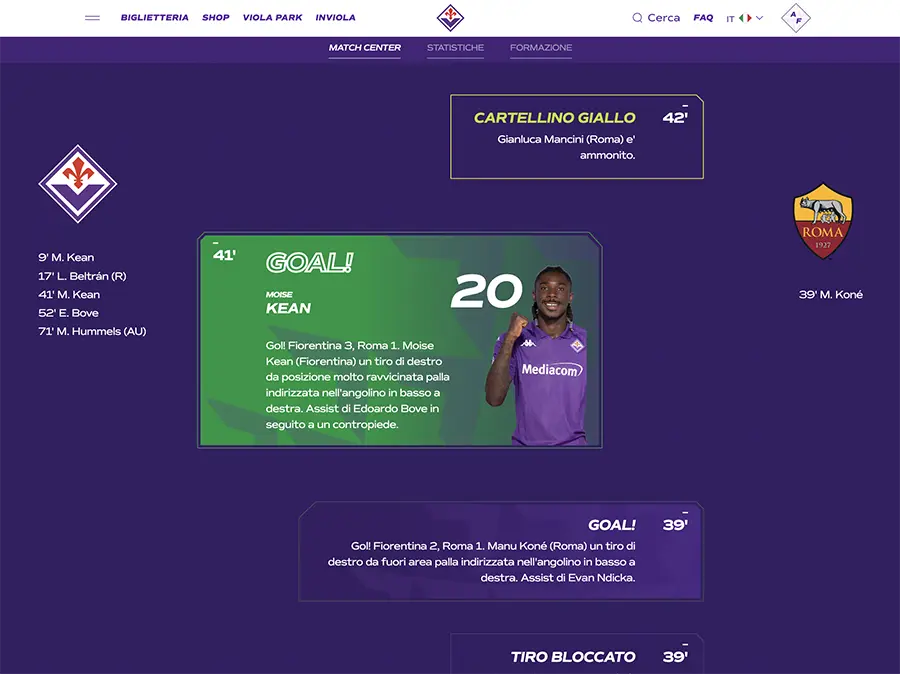 ACF Fiorentina - Integrazione OPTA, Stats Perform