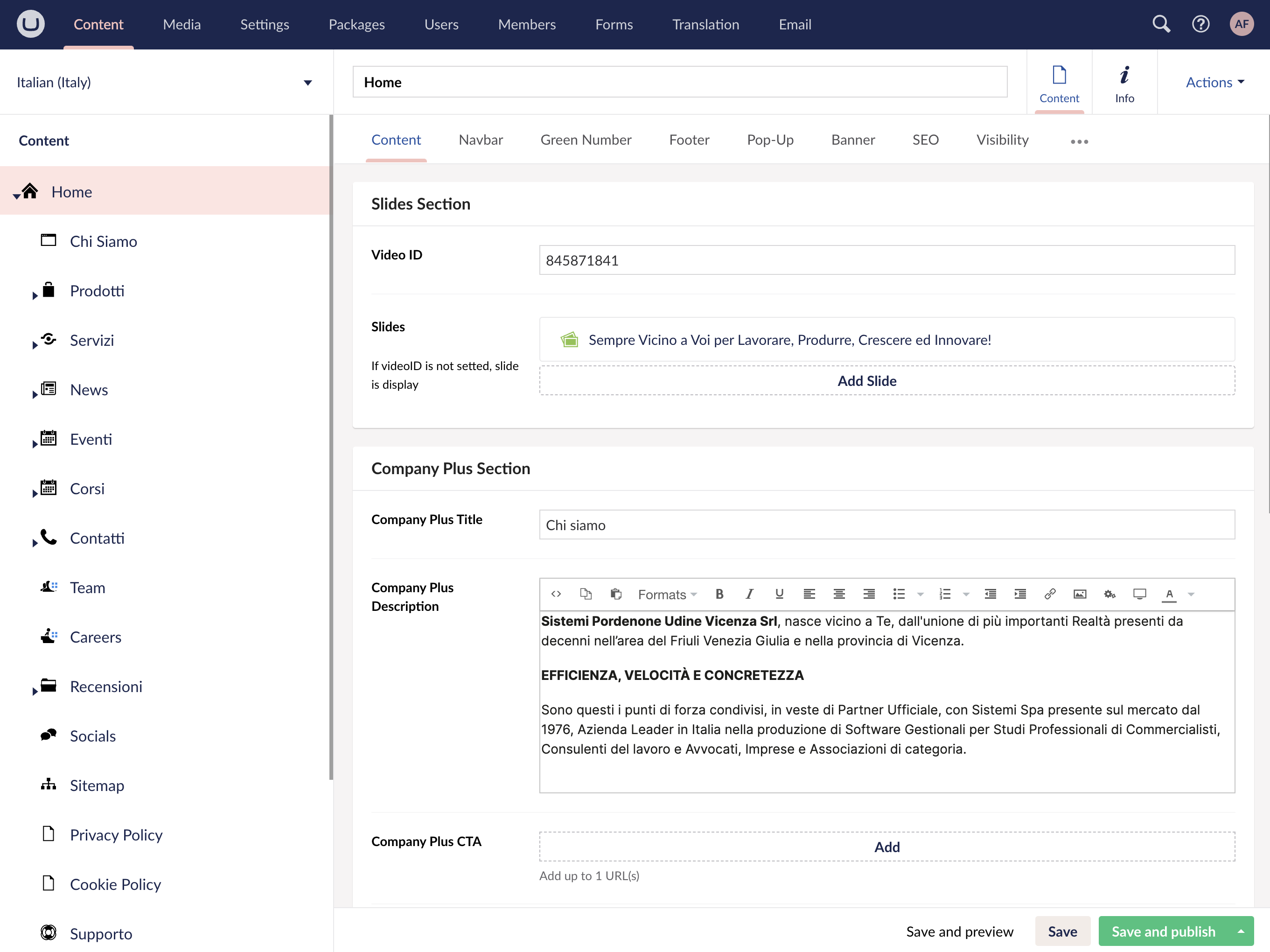 Sviluppo web in Umbraco