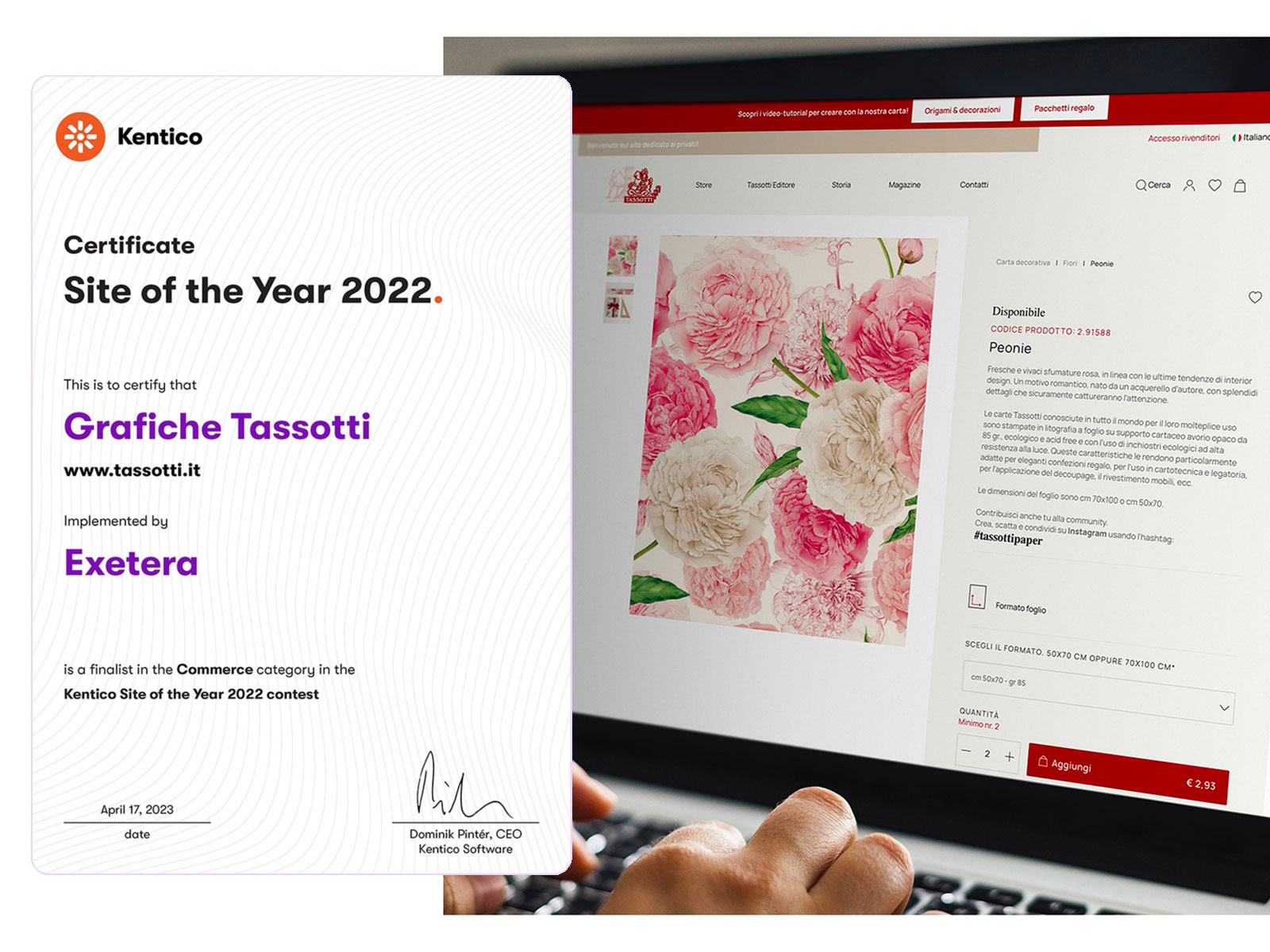 Exetera Tassotti nomination "Site of the Year 2022" (CTA Image)