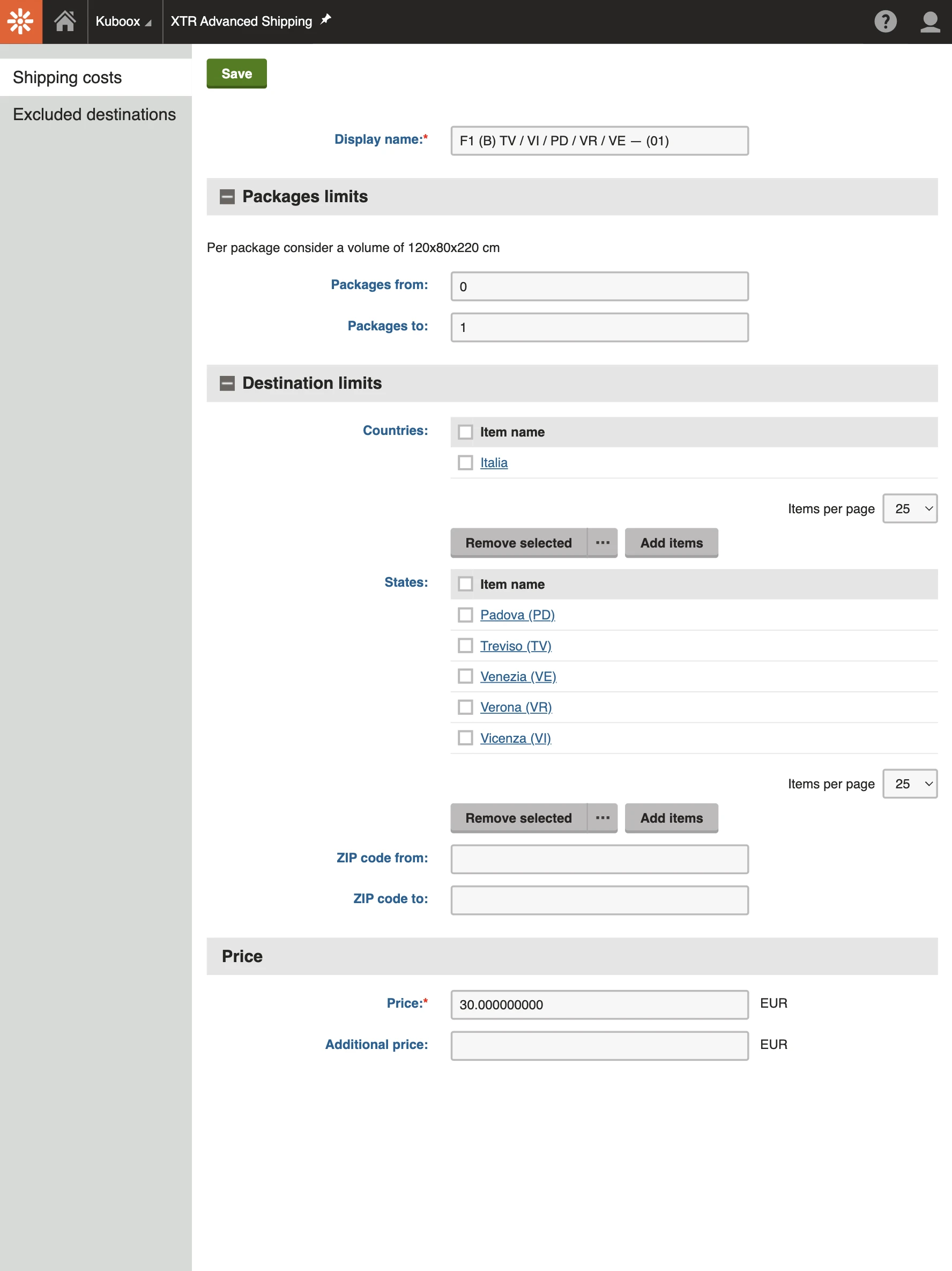 Calcolo spedizioni e.commerce per volume, colli, peso, spesa