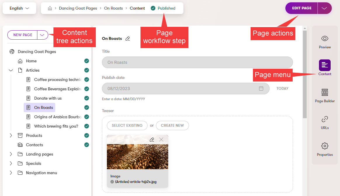 Xperience Contenuto del sito web