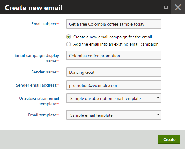 creating_email.png XTR K13 Aggiunta di email promozionali alle campagne di marketing