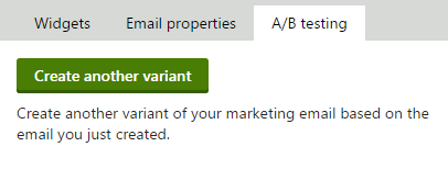 EmailBuilderABtab.png XTR K13 Test A/B delle email di marketing Creazione di A/B test per le email di marketing Create another variant