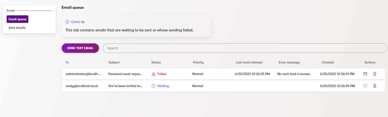 Xperience Coda email (Email queue)