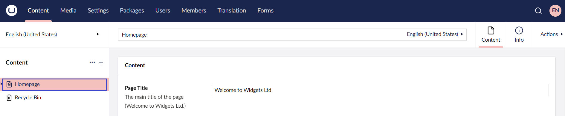 New-Page.png Umbraco Creare una nuova pagina