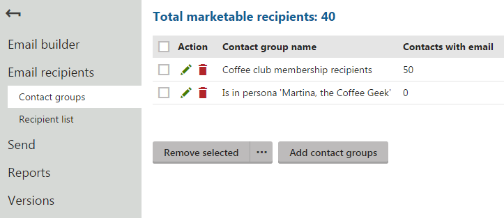 AddingCampaignEmailRecipients.png XTR K13 Invio di email di marketing Aggiunta di destinatari alle campagne email Contact groups