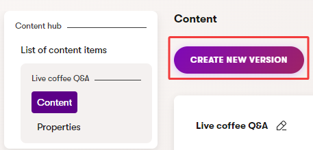 Xperience Content item Crea una nuova versione