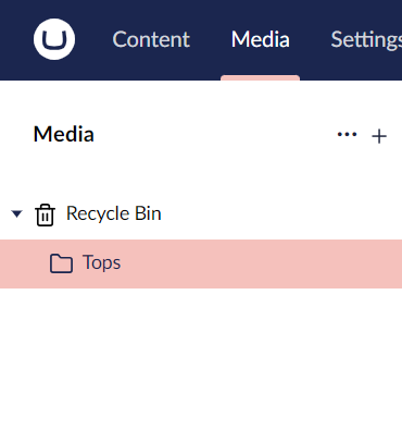 Recycle-Bin.png Umbraco Lavorare con le cartelle Ripristinare una cartella dal cestino
