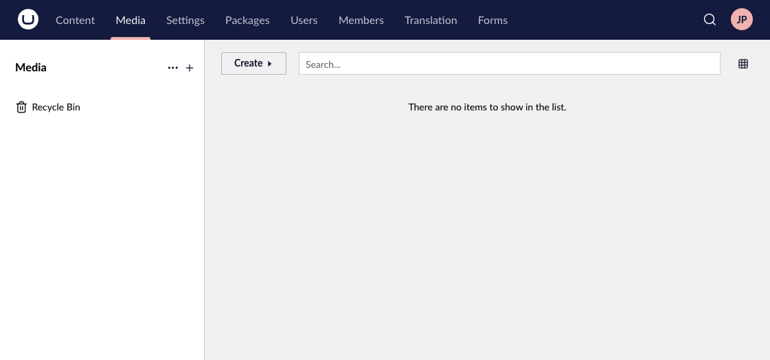 image_13.png Umbraco Aggiungere media tramite la sezione Media Trascinamento