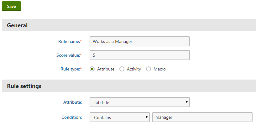 defining_attribute_rule.png XTR K13 Gestione dei punteggi dei contatti Assegnazione di punti in base agli attributi del contatto