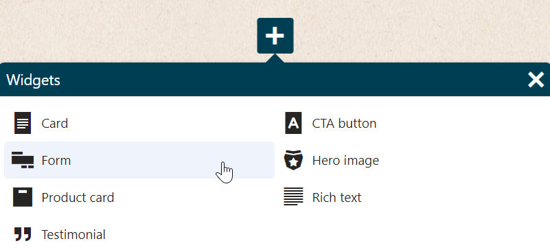 Adding_Form_Widget.png XTR K13 Posizionamento dei moduli sulle pagine