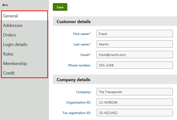 customer_details_tabs.png XTR K13 Modifica dei dettagli di un cliente Schede tematiche