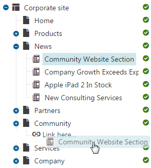 LinkingPages.png XTR K13 Collegare una pagina Trascina