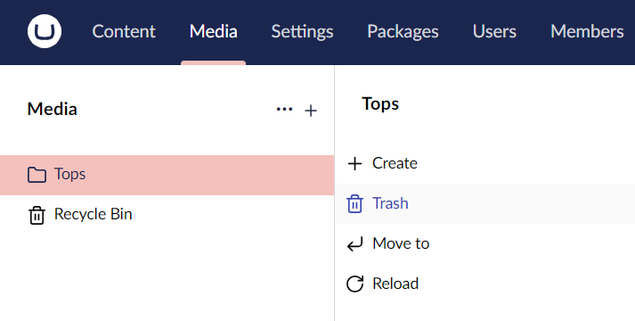 Delete-Folder.png Umbraco Lavorare con le cartelle Eliminare una cartella