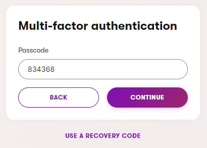 Xperience Backoffice Multi-factor authentication Passcode