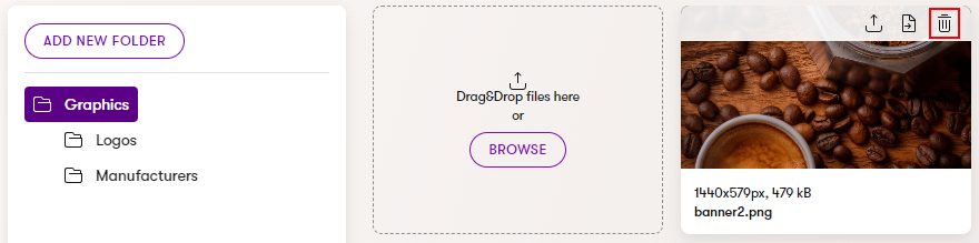 Xperience Eliminare file da una media library