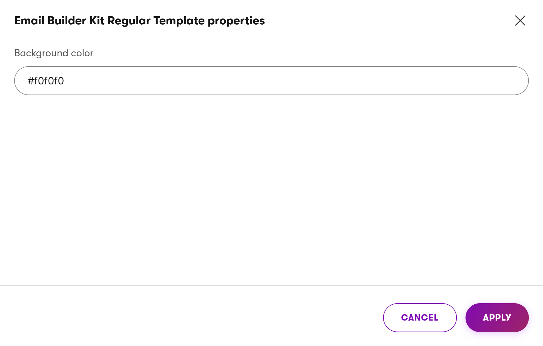 templateconfigurationdialog.png Xperience Template dell’Email Builder Configurare i template email Dettaglio configurazione