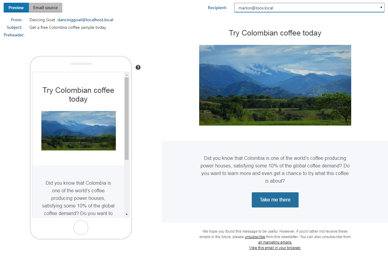 XTR K13 Comporre email di marketing Anteprima delle email