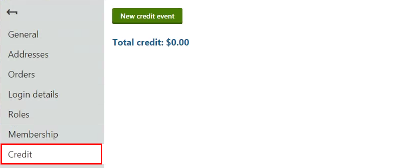 switching_to_credit_tab.png XTR K13 Modifica del saldo di credito di un cliente Scheda Credit