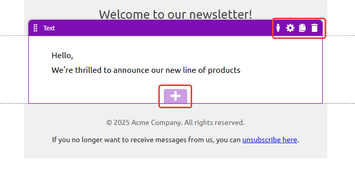 EB_widgets.png Xperience Creare email in Email Builder Aggiungi contenuti usando i widget