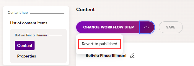 Xperience Ripristinare i content item allo stato Published