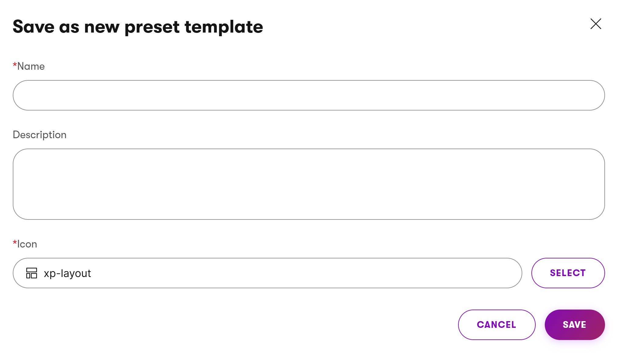 saveastemplatedialog.png Xperience Template dell’Email Builder Salvare email come template email predefiniti Icona