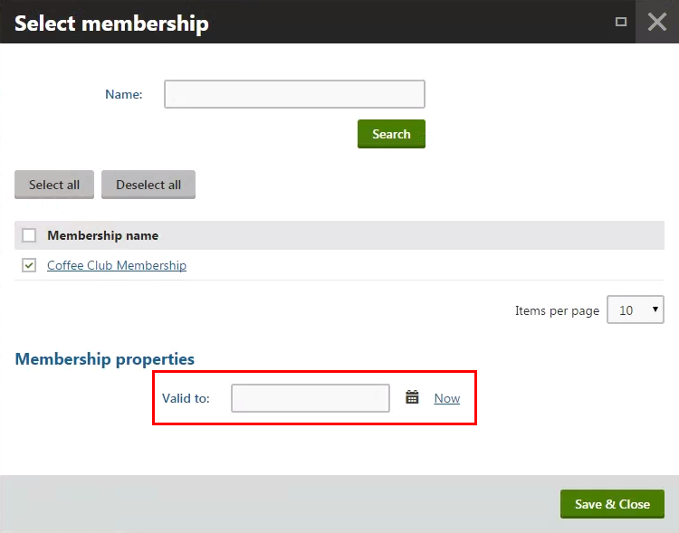 configuring_membership_validity.png XTR K13 Assegnare manualmente le iscrizioni ai clienti Campo Valido fino a