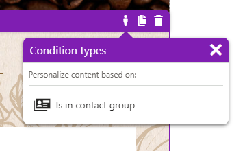 Xperience Personalizzare widget Tipo di condizione