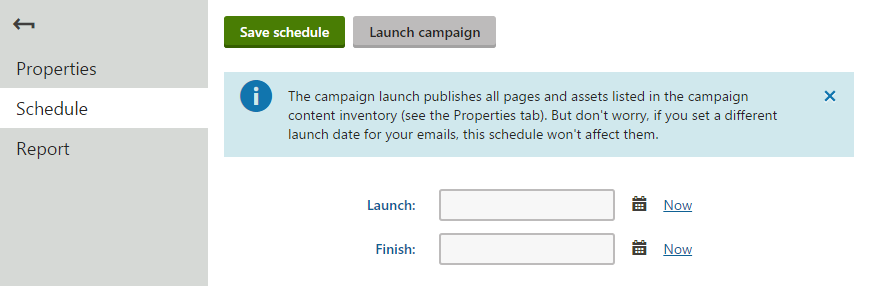 schedule_tab.png XTR K13 Pianificazione e valutazione delle campagne Pianificazione e avvio delle campagne