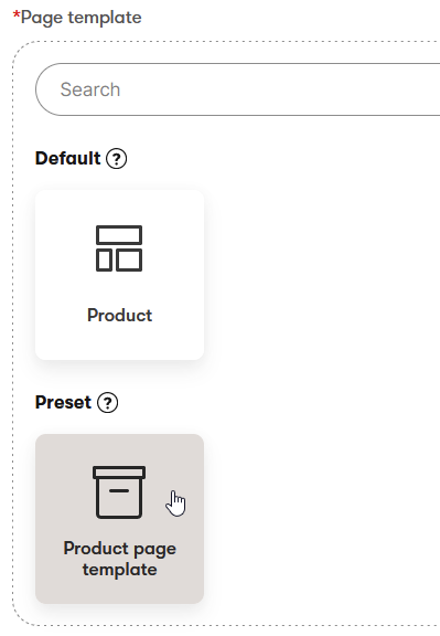 Xperience Scegli il template per visualizzare i dati del prodotto