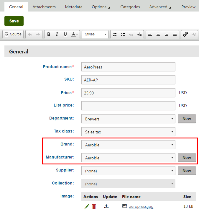 editing_product_selecting_manufacturer.png XTR K13 Assegnazione di un marchio e di un produttore ai prodotti