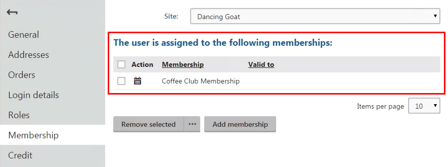 assigned_memberships.png XTR K13 Assegnare manualmente le iscrizioni ai clienti Visualizzare le iscrizioni