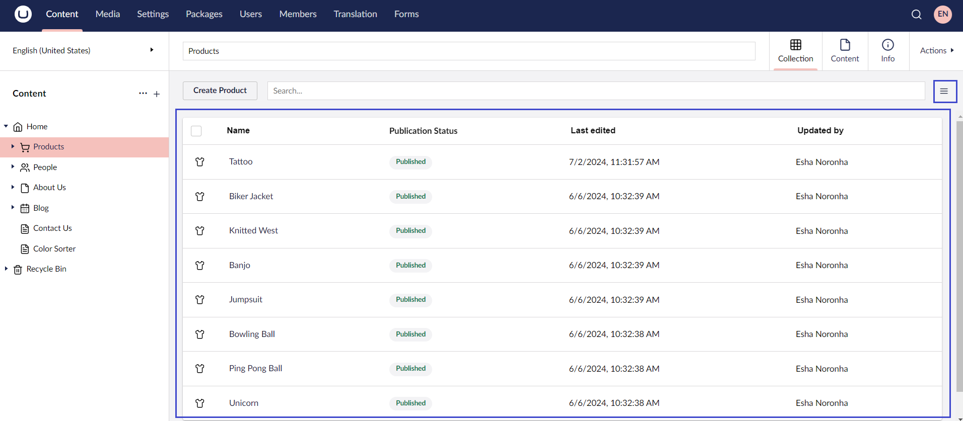 List.png Umbraco Visualizzazione del layout della pagina List