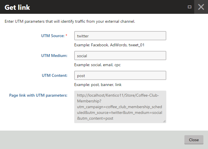 getting_asset_link.png XTR K13 Utilizzo di altri canali promozionali