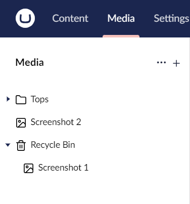 Recycle-Bin_1.png Umbraco Lavorare con i Tipi di Media Ripristinare un elemento media dal cestino