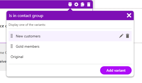 EB_widget_variants.png Xperience Creare email in Email Builder Personalizzare i widget Nuovo cliente
