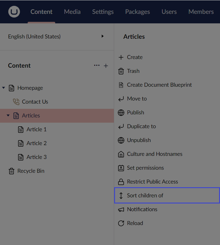 Sort-Menu-1.png Umbraco Ordinare le pagine Opzione 1