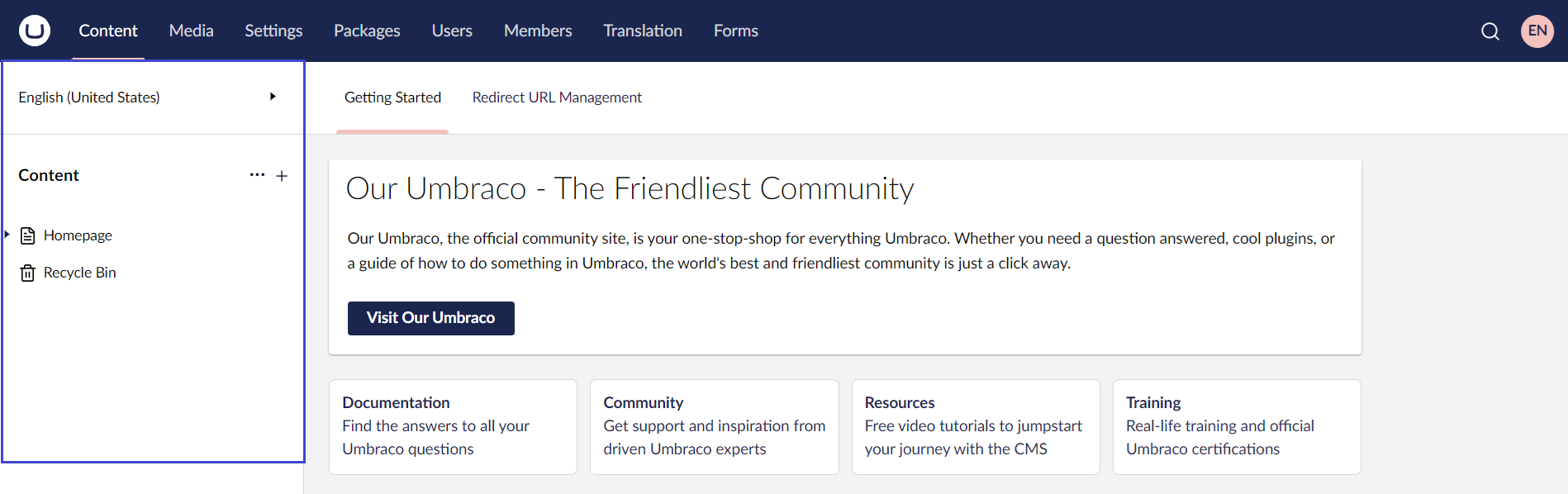 The-Section-Tree.png Umbraco L'albero delle sezioni
