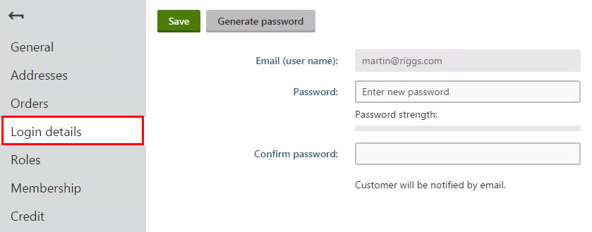 switching_to_login_details_tab_registered.png XTR K13 Reimpostare la password di un cliente Dettagli del login