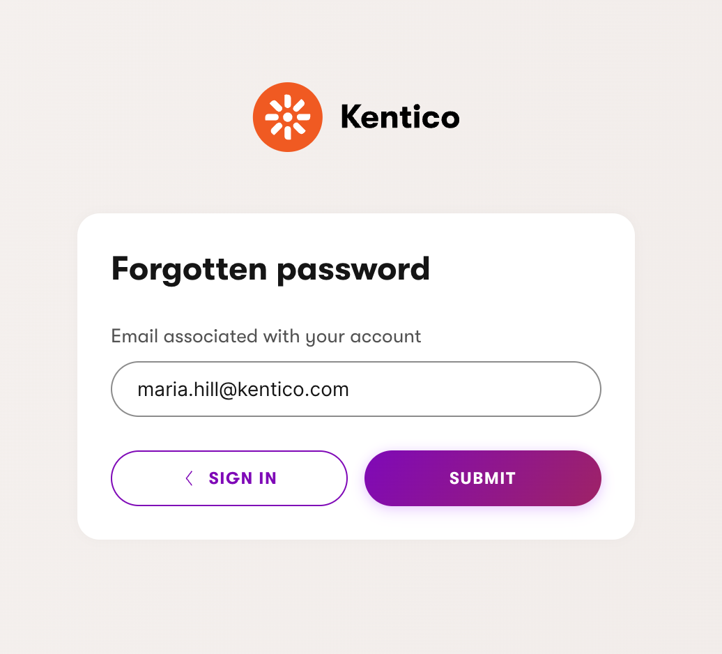 Xperience Backoffice Forgotten password