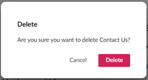Delete-Warning_1.png Umbraco Eliminare e ripristinare pagine Svuotare il cestino Conferma dell'eliminazione